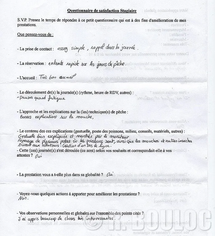 Eloges de votre moniteur de pêche R. BOULOC 29