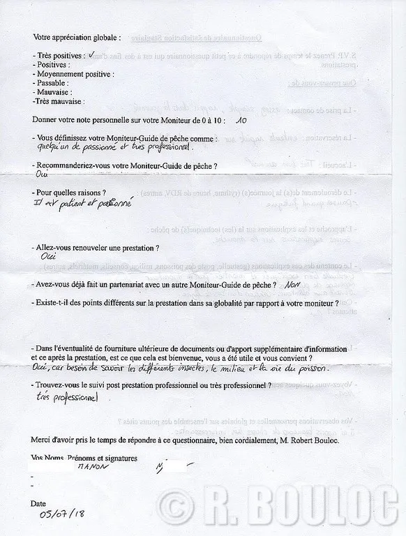 HAUTE qualité d'encadrement à la pêche de R. BOULOC 30