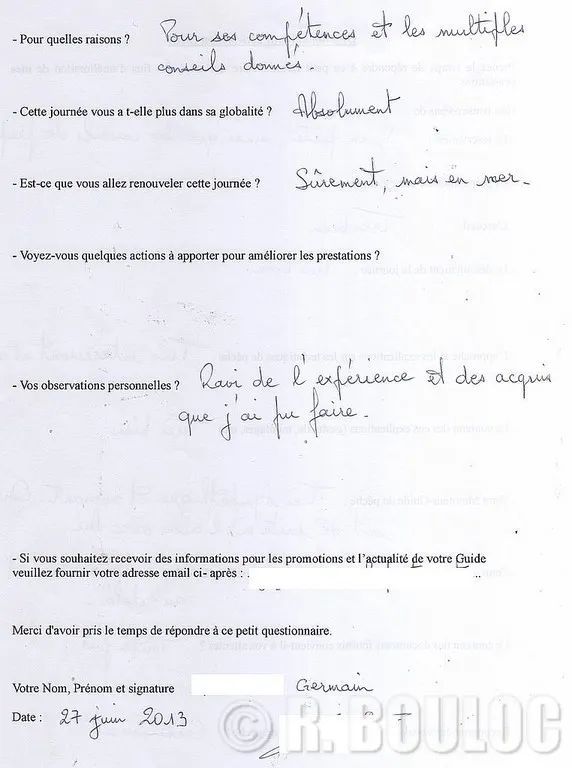 Haute qualité d'accompagnement à la pêche de R. BOULOC 36