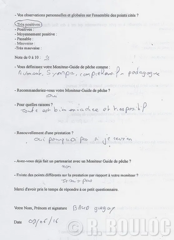 Haute qualité de progression à la pêche proposer par R. BOULOC 42