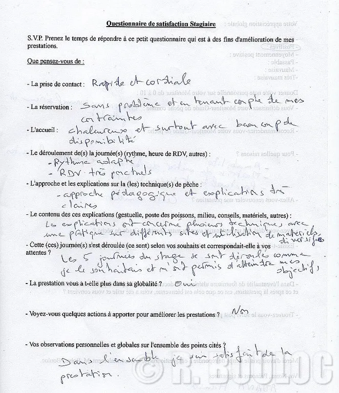 Haute qualité de conseils pêches proposer par R. BOULOC moniteur pêche 43
