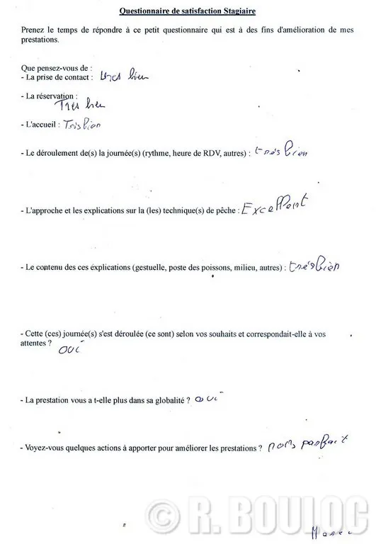 Haute qualité de prises en compte des demandes pêches par R. BOULOC 47
