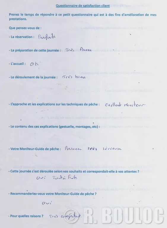 reconnaissance professionnelle du moniteur de pêche R. Bouloc 79